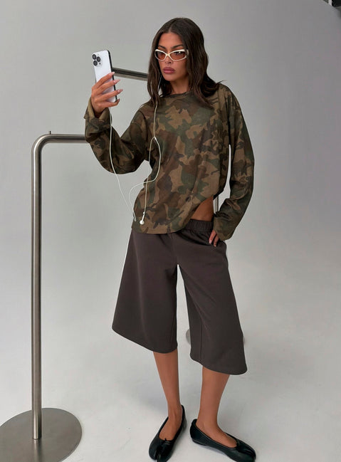 Arlla Waffeljersey Langarmshirt Camo