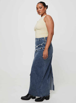 product Lune Denim Maxi Skirt Blue Princess Polly  Maxi 