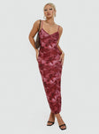 product Princess Polly V-Neck  Hathaway Maxi Dress Burgundy Floral