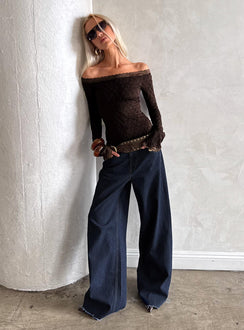 Mochapella Off The Shoulder Top Brown