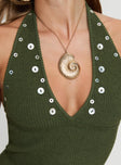 Daylight Savings Shell Detail Knit Set Olive