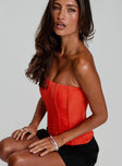 Moneypenny Strapless Top Orange