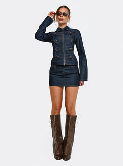 Cristen Cadet Denim Mini Skirt Indigo