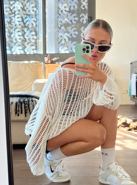 The Kennedy Sweater White Lower Impact Princess Polly  long 