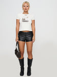 front view of model wearing Princess Polly Buccaneers Shorts Black 