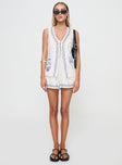 Sun And Palm Trees Vest Set White / Blue