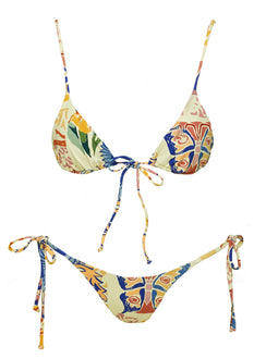 Alizzi Tie Front Triangle Bikini Top Multi