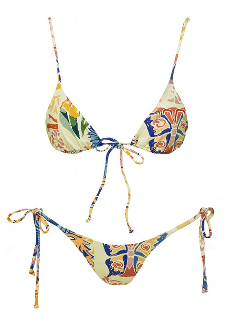 Alizzi Tie Front Triangle Bikini Top Multi