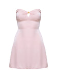 front view of model wearing Princess Polly Americano Mini Dress Pink Sweetheart Neckline 