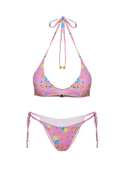 Glora Tie Side Bikini Bottom Pink Floral