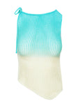 product Princess Polly Auralia Asymmetric Knit Top Blue / Cream Sleeveless Crew Neck 