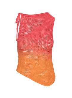 product Princess Polly Auralia Asymmetric Knit Top Orange Sleeveless Crew Neck 