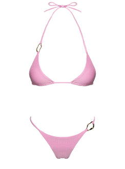 Aimi Glitter Triangle Bikini Top Pink