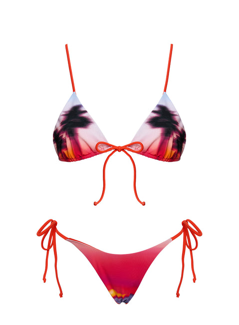 Alizzi Tie Front Triangle Bikini Top Sunset Palm