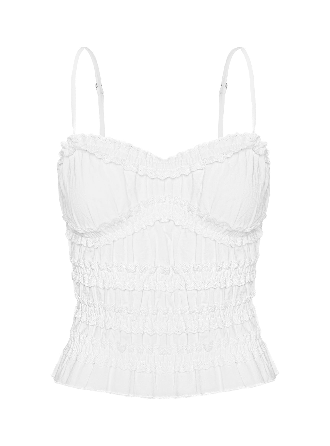 product Princess Polly Angelie Cotton Ruched Top White Sleeveless Sweetheart 