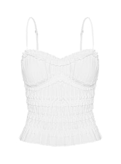 product Princess Polly Angelie Cotton Ruched Top White Sleeveless Sweetheart 