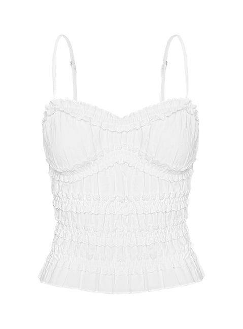 product Princess Polly Angelie Cotton Ruched Top White Sleeveless Sweetheart 