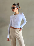 Front view of model wearing  front Princess Polly Full Sleeves High Neck  Arnim Long Sleeve Top White