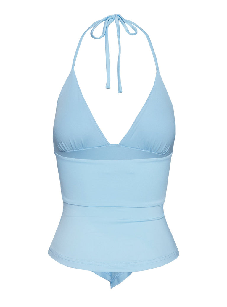 Halle Rib Halter Top Blue