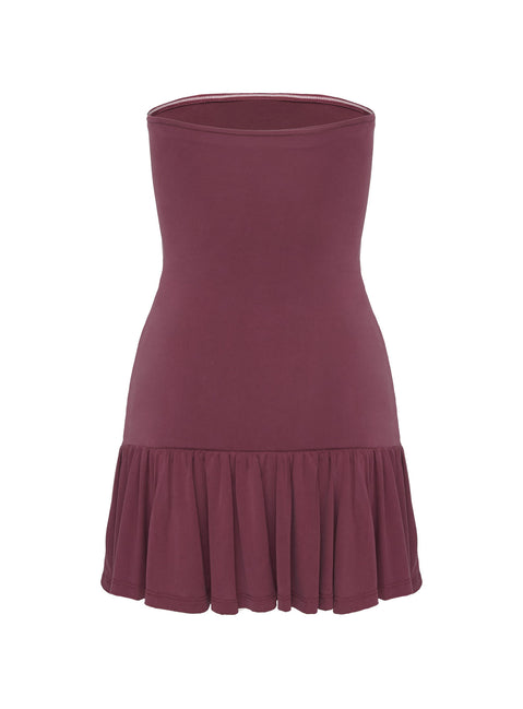 product Princess Polly Love Lingers Strapless Mini Dress Burgundy Straight Neck 