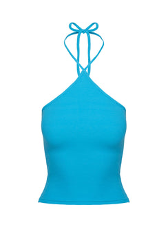 product Princess Polly Baseline Halter Rib Top Blue Sleeveless 
