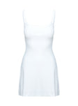 back view of model wearing Princess Polly Baseline Rib Mini Dress White Scoop Neck 