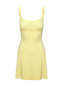 product Princess Polly Baseline Rib Mini Dress Yellow Scoop Neck 