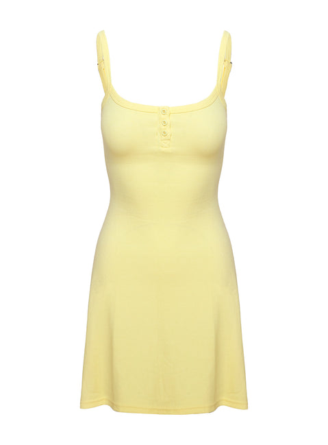 product Princess Polly Baseline Rib Mini Dress Yellow Scoop Neck 
