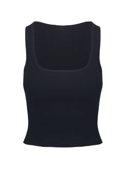 product Princess Polly Baseline Square Neck Rib Tank Top Black Sleeveless Square Neck 