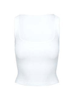 product Princess Polly Baseline Square Neck Rib Tank Top White Sleeveless Square Neck 