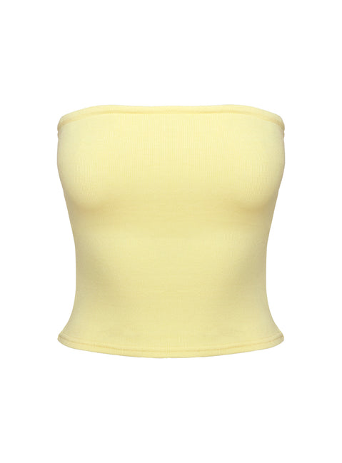 product Princess Polly Baseline Strapless Rib Top Yellow Sleeveless straight 