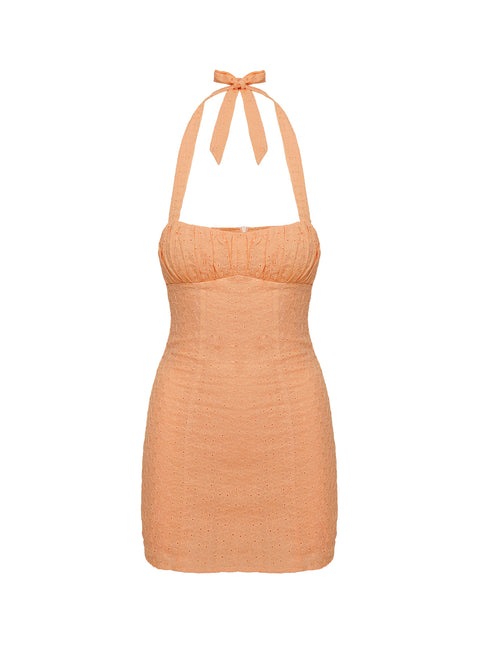 product Princess Polly Biller Mini Dress Orange Broderie Square Neck 