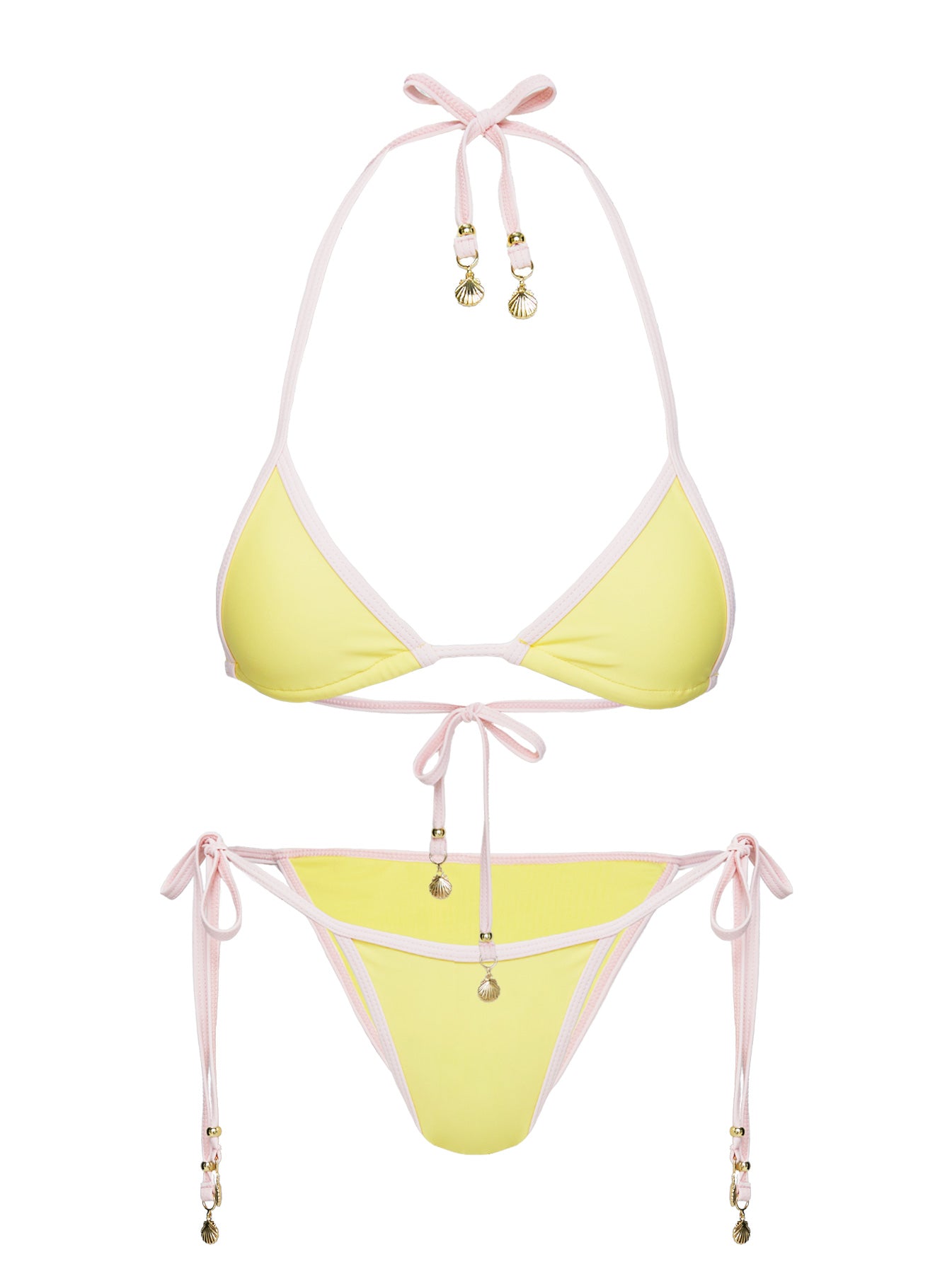 Blaylock Triangle Bikini Top Yellow / Pink