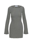 product Princess Polly Bryanna Long Sleeve Mini Dress Black / White Crew Neck 