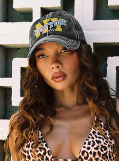 Back To Back Distressed Cap Black