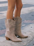 Billini Delanie Cowboy Boots Taupe Faux Suede