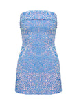 product Princess Polly Caprina Sequin Mini Dress Light Blue Straight Neck 