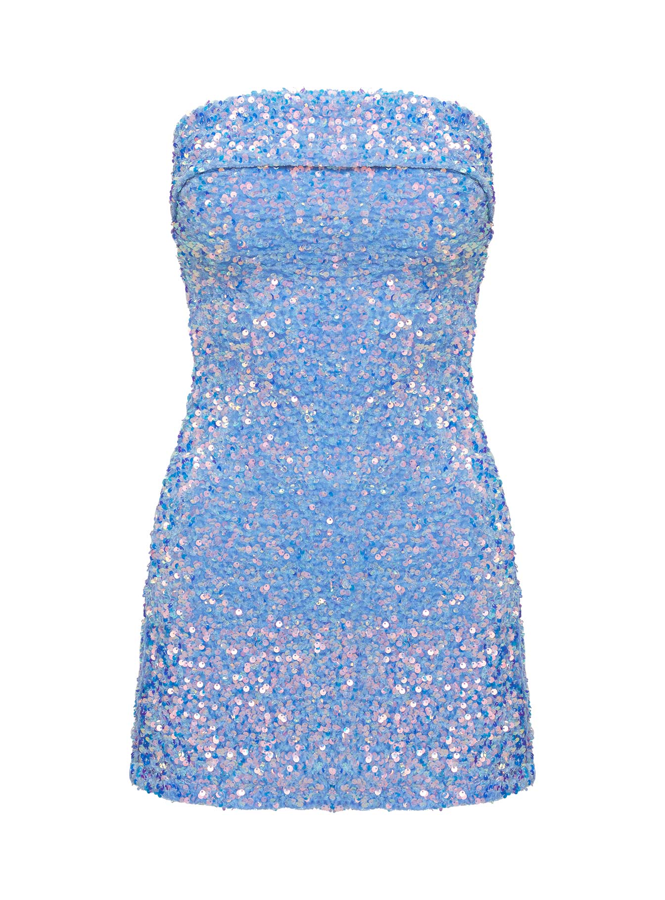 product Princess Polly Caprina Sequin Mini Dress Light Blue Straight Neck 