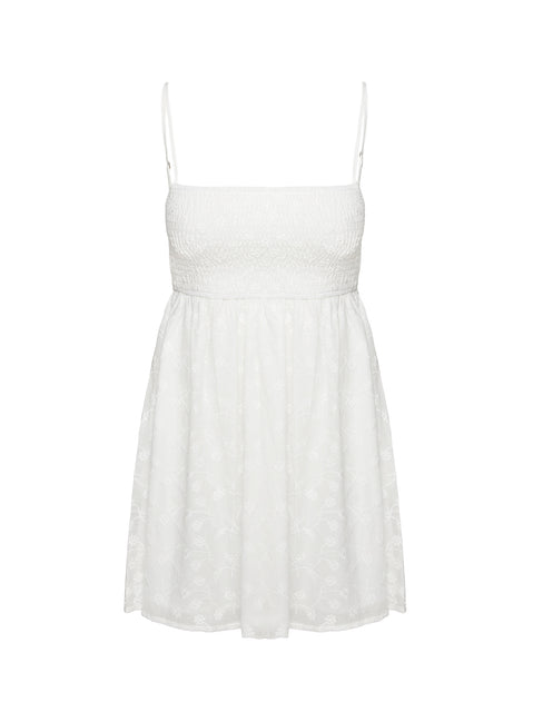 Casie Mini Dress White Square Neck 