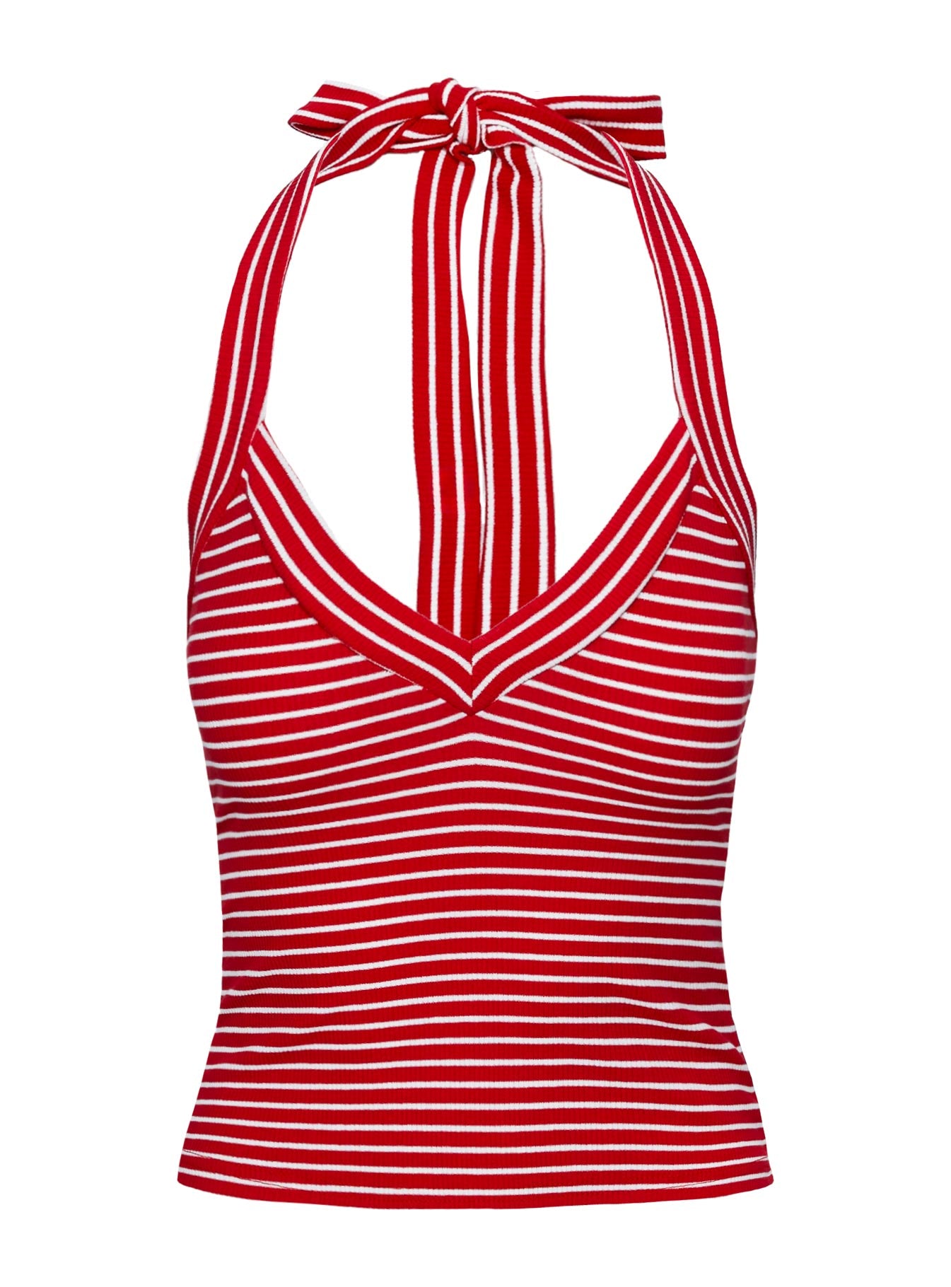 product Princess Polly Chameleon Halter Top Red Stripe Sleeveless V-Neck 