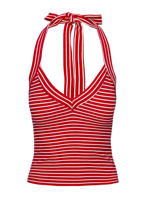 product Princess Polly Chameleon Halter Top Red Stripe Sleeveless V-Neck 