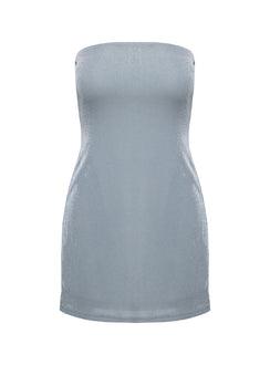 product Princess Polly Chromatica Strapless Mini Dress Silver Straight Neck 
