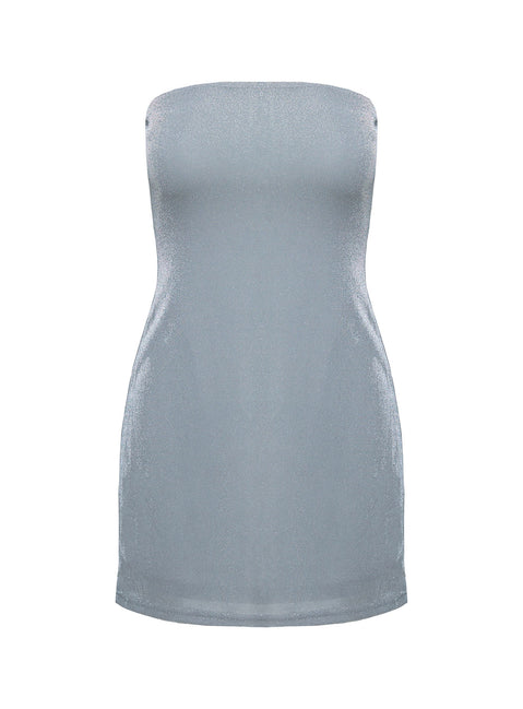 product Princess Polly Chromatica Strapless Mini Dress Silver Straight Neck 