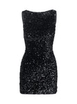 Cinematic Sequin Backless Mini Dress Black