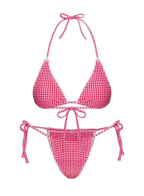City Of Palms Triangle Bikini Bottoms Red Gingham