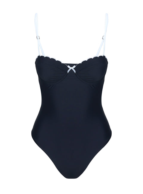 Claryssa Scallop One Piece Black