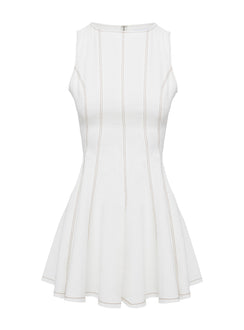 product Princess Polly Composure Pleat Mini Dress White Crew Neck 