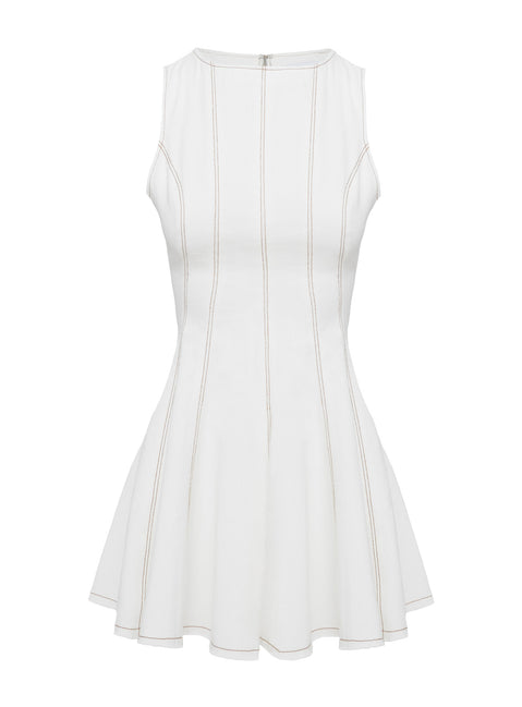 product Princess Polly Composure Pleat Mini Dress White Crew Neck 
