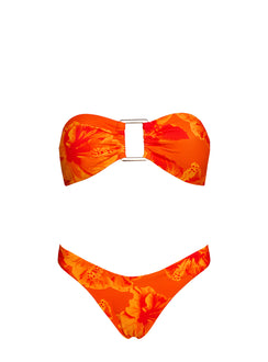 Calbira Bandeau Bikini Top Orange Hibiscus