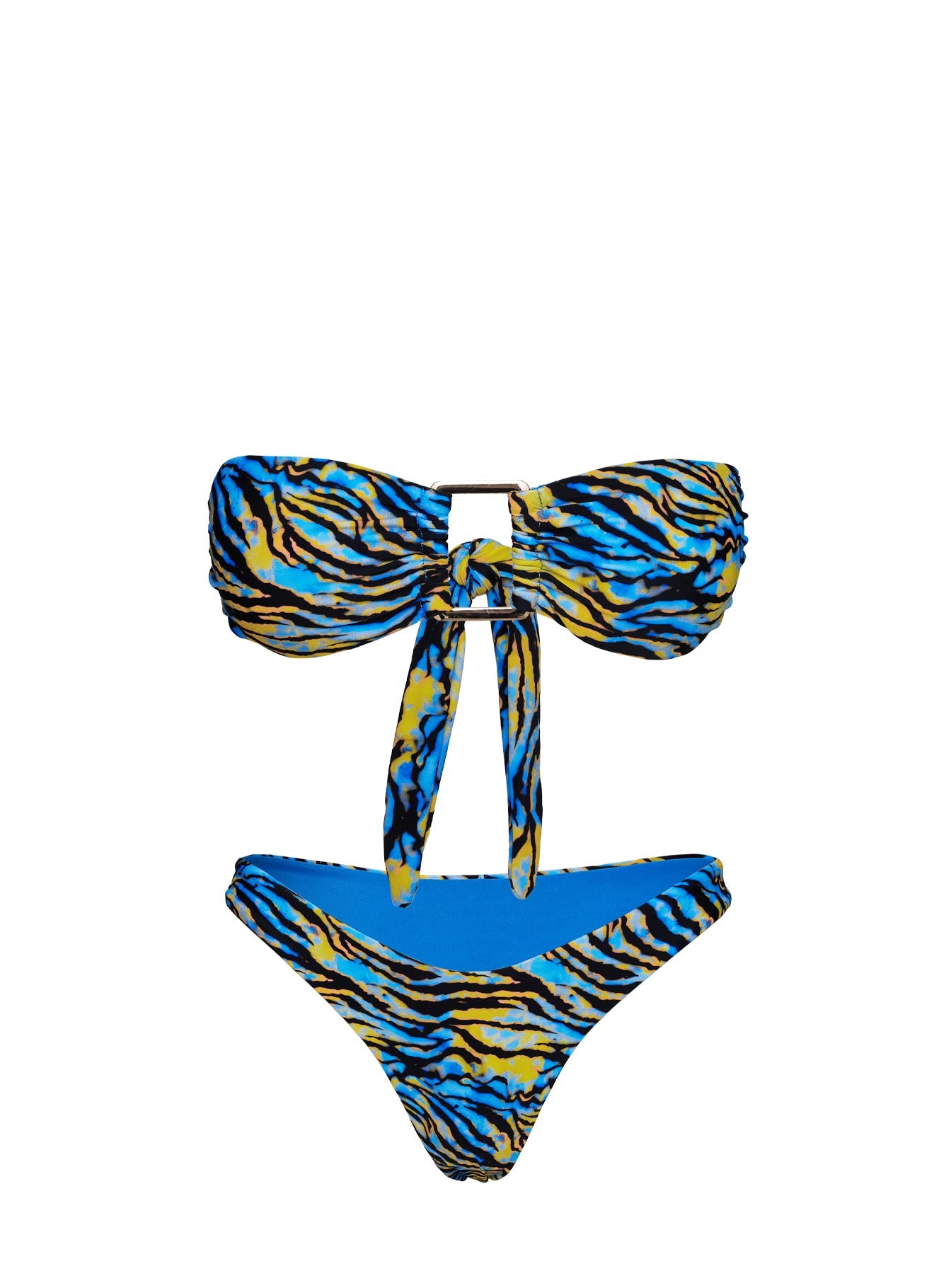 Calbira Strapless Bikini Top Blue Zebra